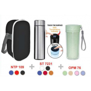 [OEM Travel Sets] Cooler & Warmer Bag / Smart Temperature Vacuum Flask / Organic Wheat Fiber Mug - TS9088