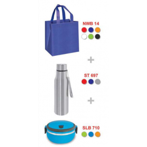 [OEM Travel Sets] Non-Woven Bag (Ultrasonic) / Stainless Steel Sport Bottle / Food Container (Single Layer) - PS2101