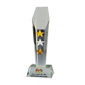  [Award Trophy] 3D Emboss Star Crystal Trophy