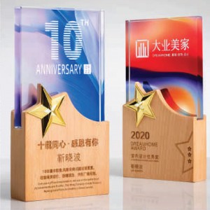  [Award Trophy] Exclusive Crystal Wooden Award